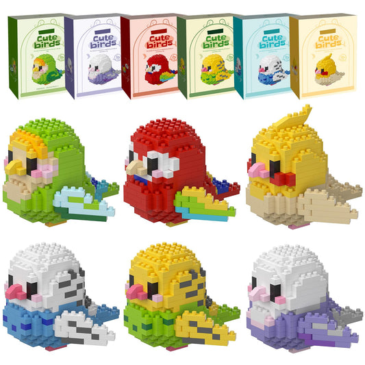 HJPLPXH Parrots mini block collection showcasing vibrant bird models for creative play