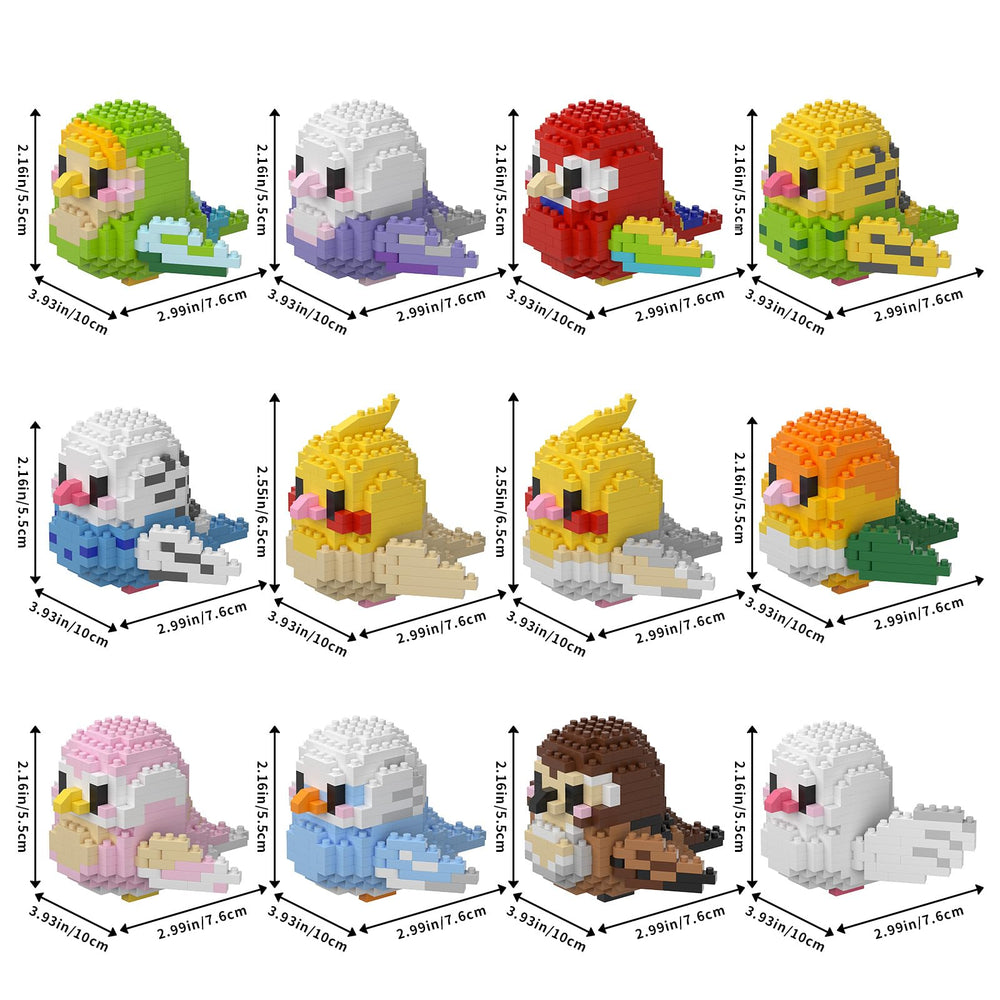HJPLPXH Parrots Mini Block Sets colorful birds showcase vibrant pieces for color learning