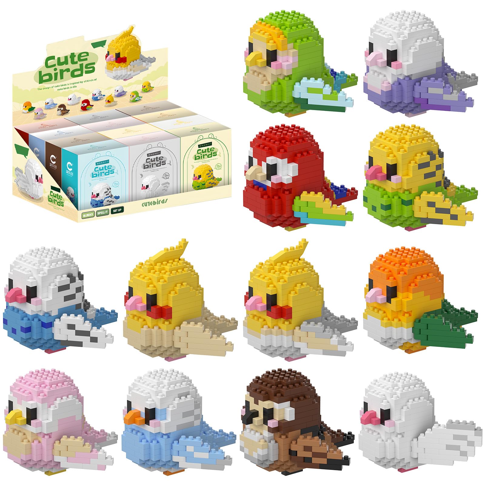 HJPLPXH Parrots Mini Block Sets family fun for home and classroom