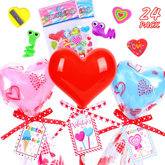 HKKDKTA Valentines heart-shaped stationery 24-pack for classroom exchanges and gifts.
