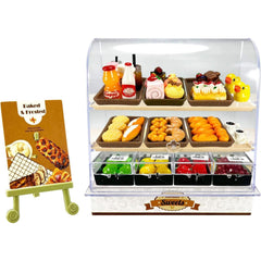 HKLMRO 86-piece miniature bakery cabinet for realistic dollhouse displays