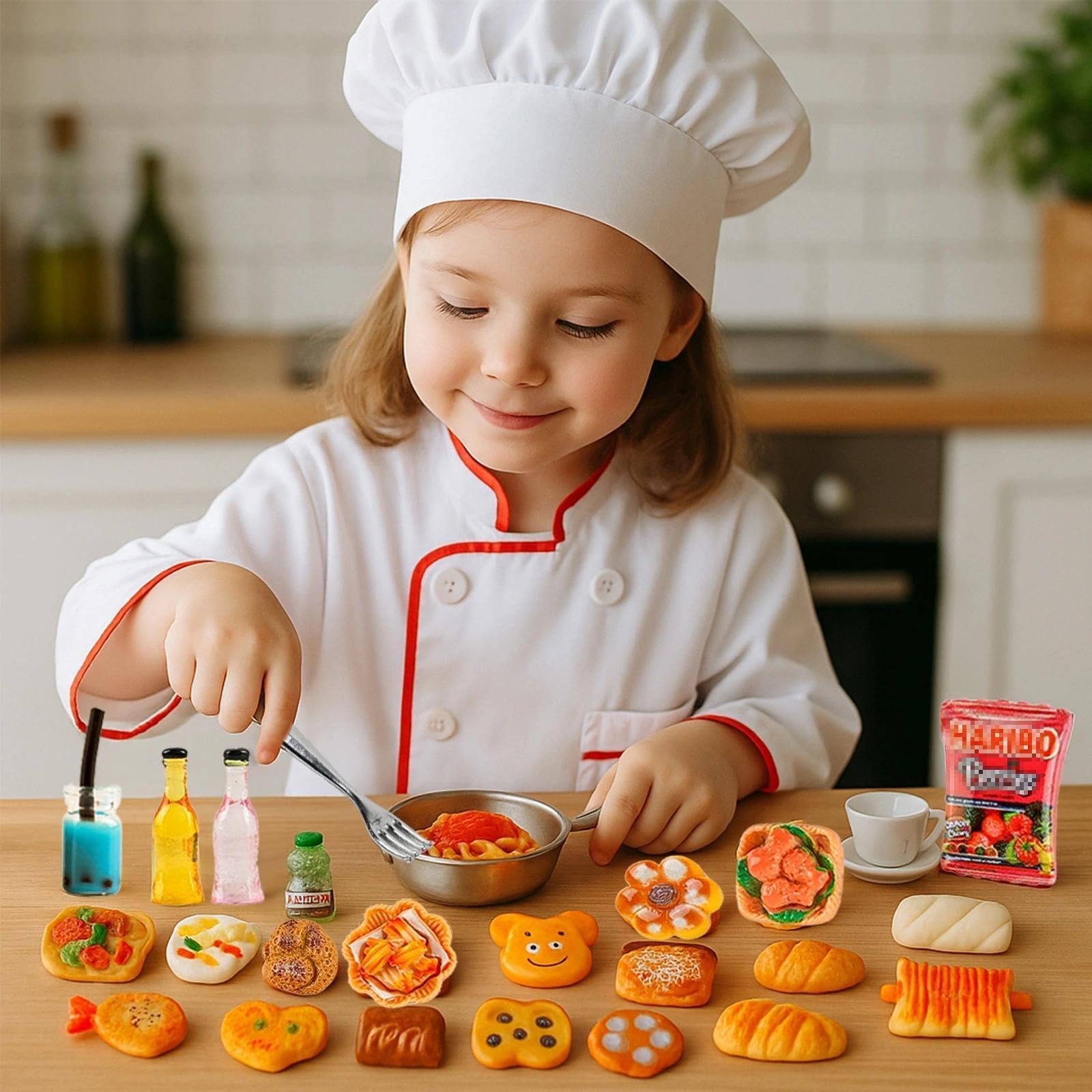 HKLMRO dollhouse kitchen tableware set enhances display and role-play