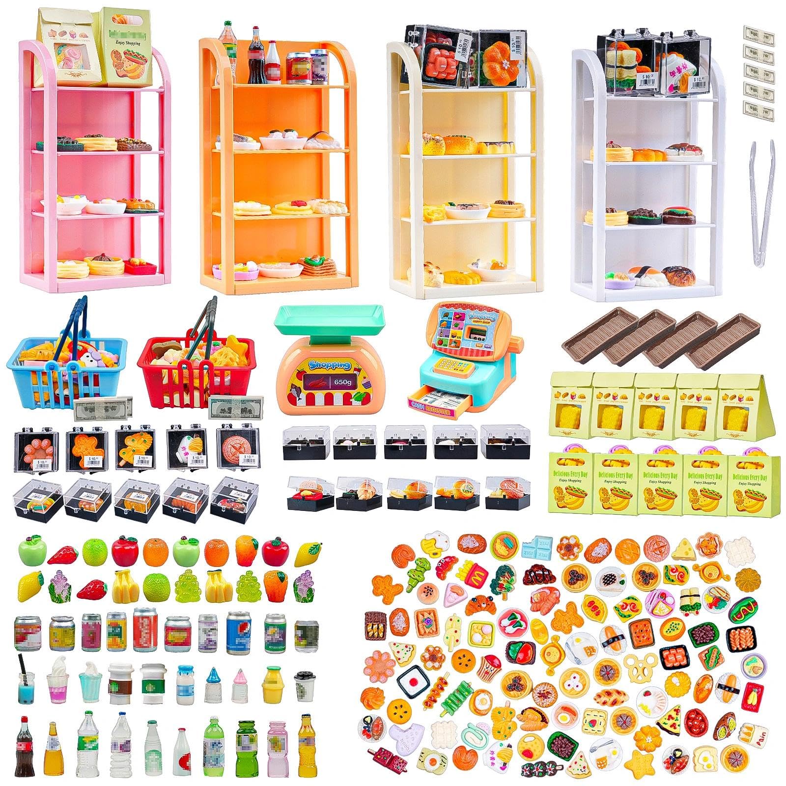 HKLMRO mini shopping baskets pair for realistic dollhouse shopping scenes.