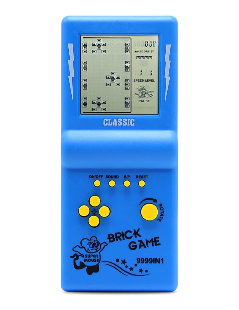 HLF brick game console blue front view for quick nostalgic play sessions