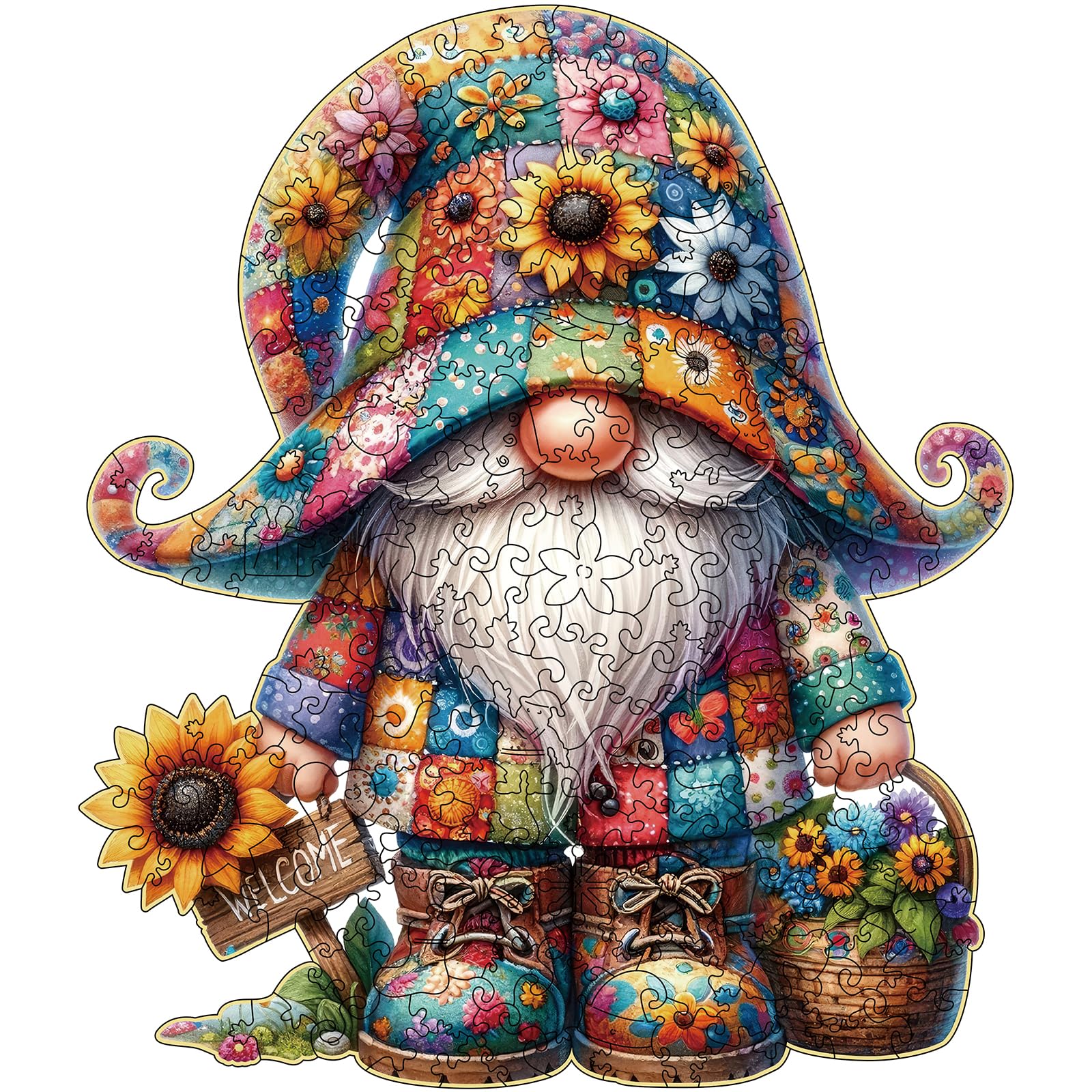 Hlison gnome shaped wooden puzzle box for stylish storage and display
