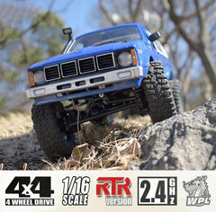 HLSFWDRIVE RC Crawler C24 remote shows proportional steering for precise control.