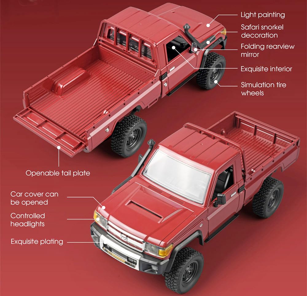 HLSFWDRIVE MN82 RC Rock Crawler 4WD system delivers strong grip on uneven surfaces