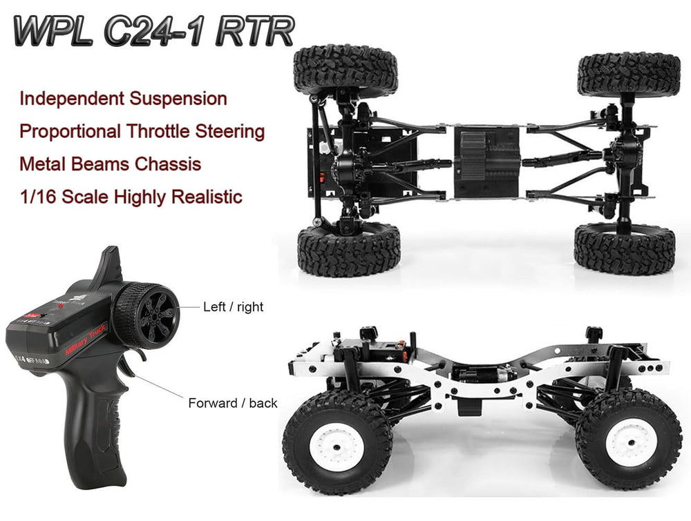 HLSFWDRIVE WPL C24-1 LED headlights for night-time off-road crawling