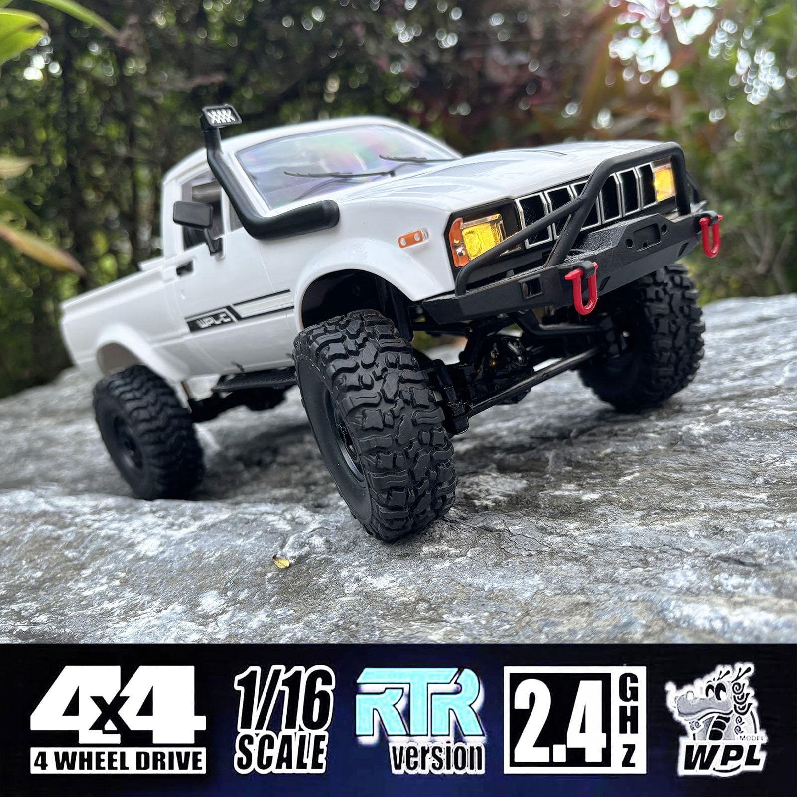HLSFWDRIVE WPL C24-1 chassis close-up highlighting upgraded suspension system