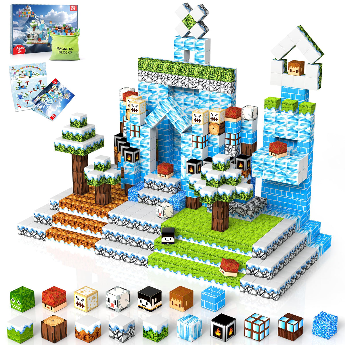 Hltyigr 150pcs magnetic blocks packaging image showing a gift-ready box for kids