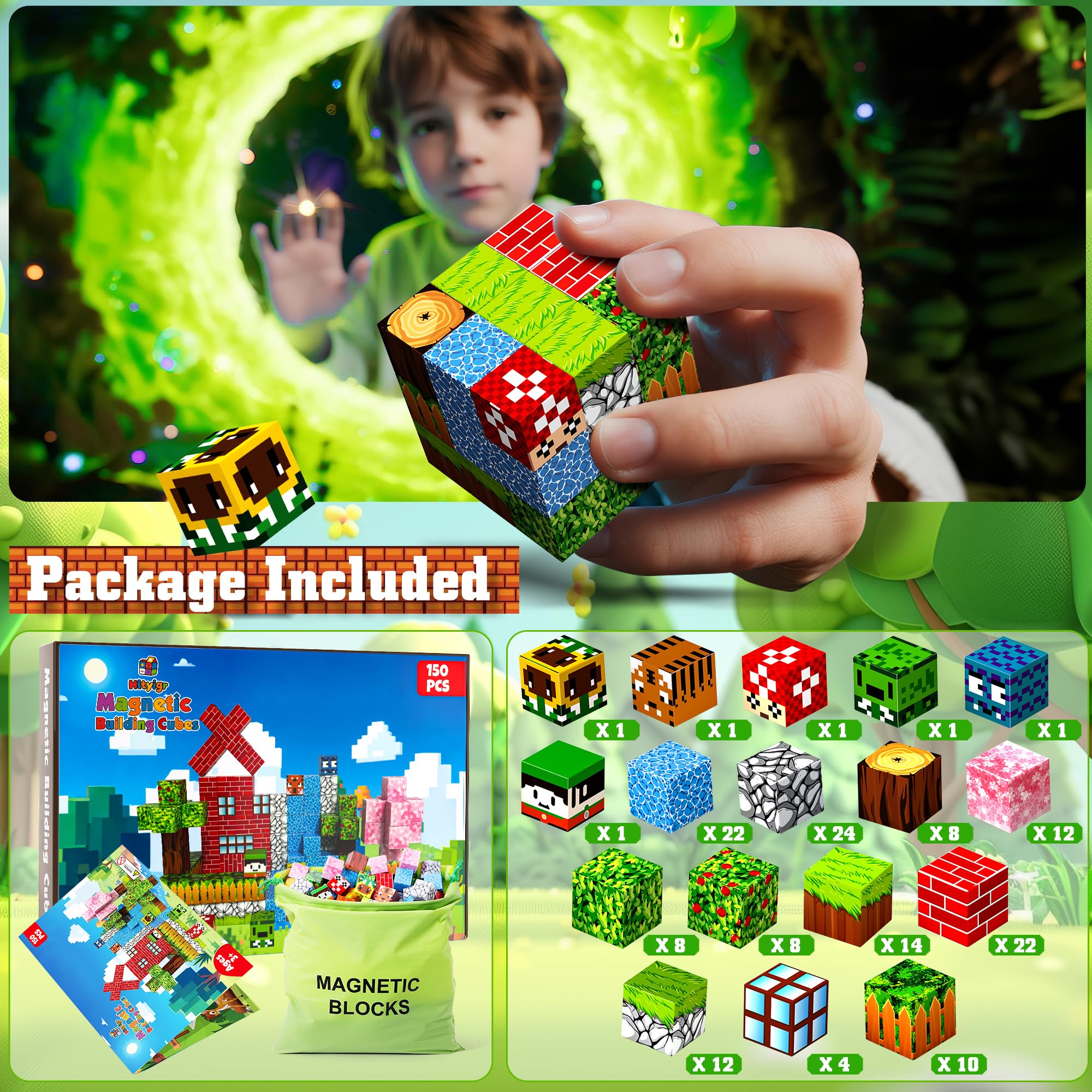 Hltyigr mine-theme blocks set encourages construction skills and fine motor practice.