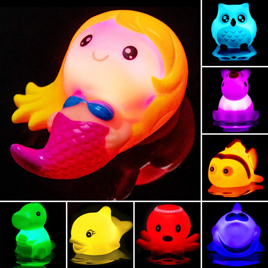 HLXY clown fish bath toy glows vividly for curious exploration.