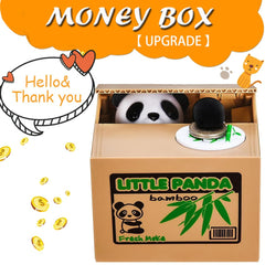 HmiL-U Panda Stealing Money Bank speech feature displays Hello and Thank you