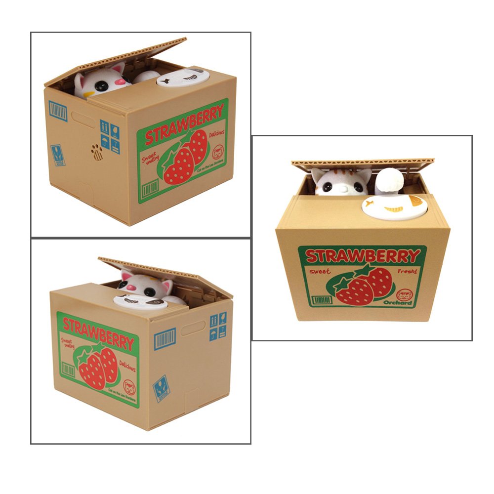 HmiL-U cute strawberry-cat bank pops up to take coins