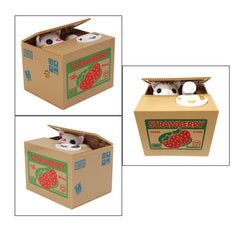 HmiL-U cute strawberry-cat bank pops up to take coins