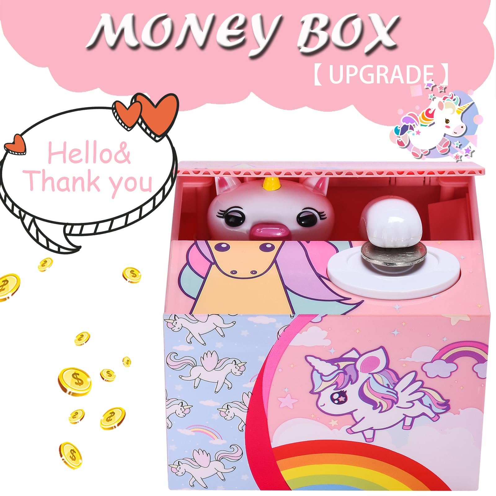 HmiL-U Unicorn Money Bank holds 30 to 40 coins for saving sessions