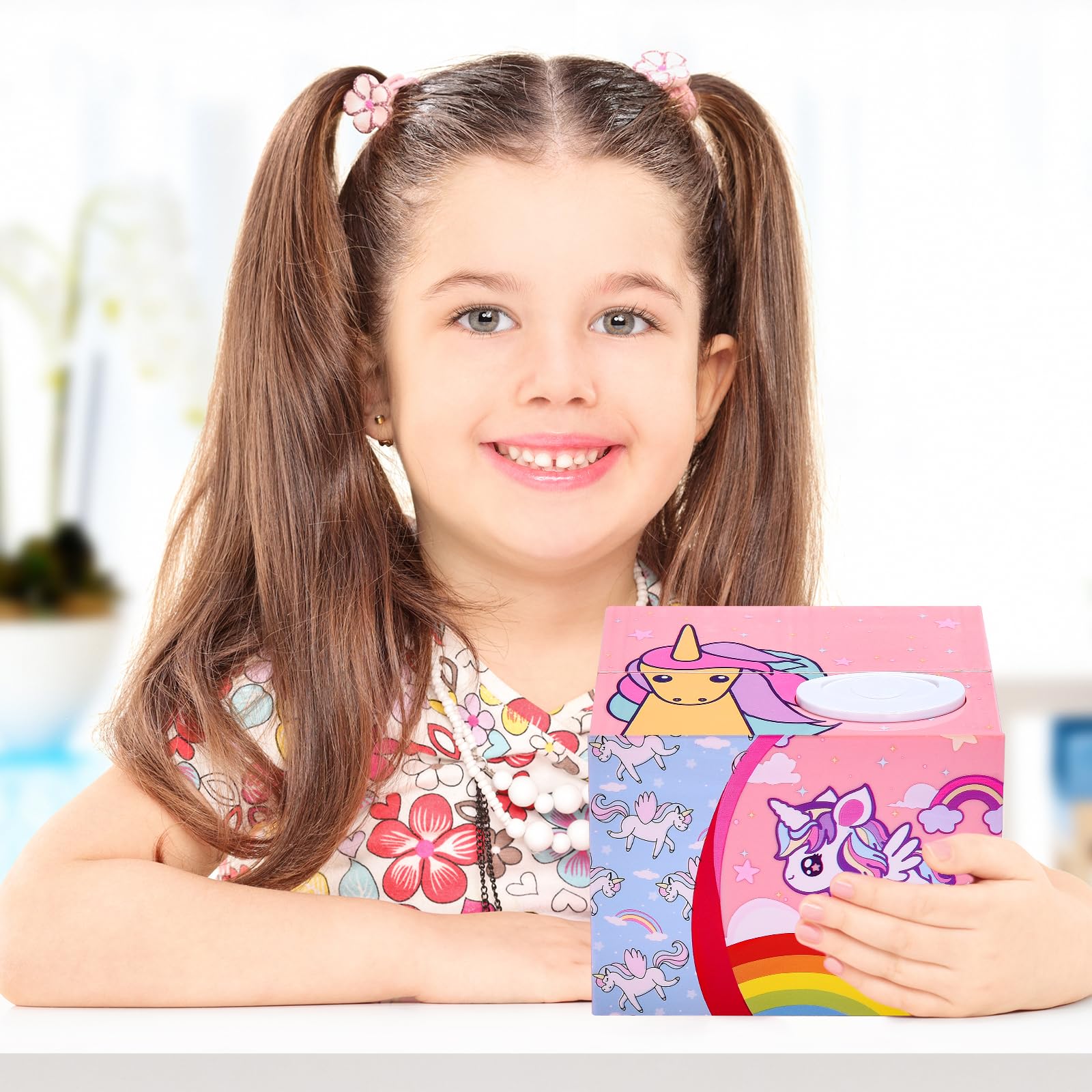 HmiL-U Unicorn Money Bank uses a press-button to steal for play
