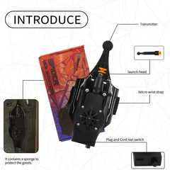 HNCSFW Spider Silk Launcher with attachments for sticking to iron and smooth surfaces.