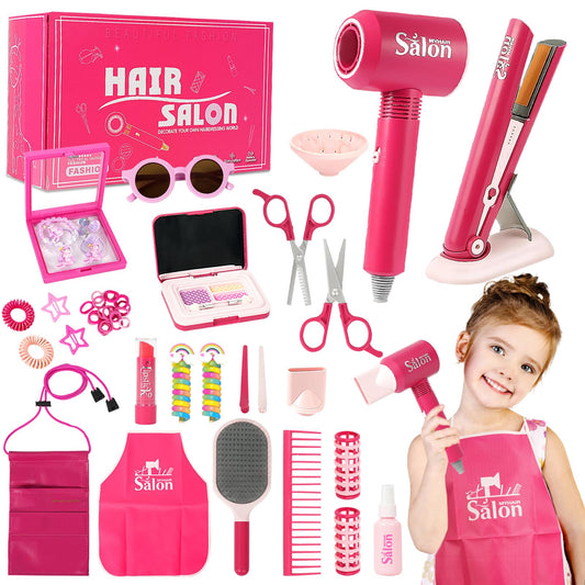 Ho ChuB 45pcs hair salon toys set with pretend dryer for imaginative play