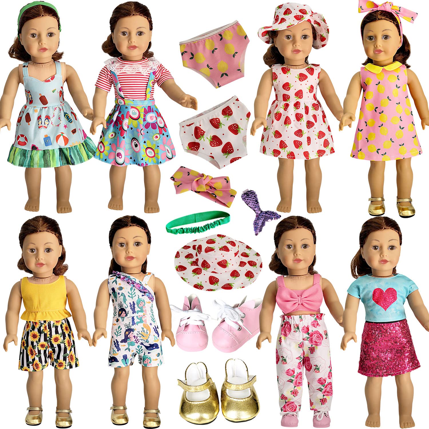 HOAKWA 18-inch doll clothes set with mermaid pattern for imaginative play.