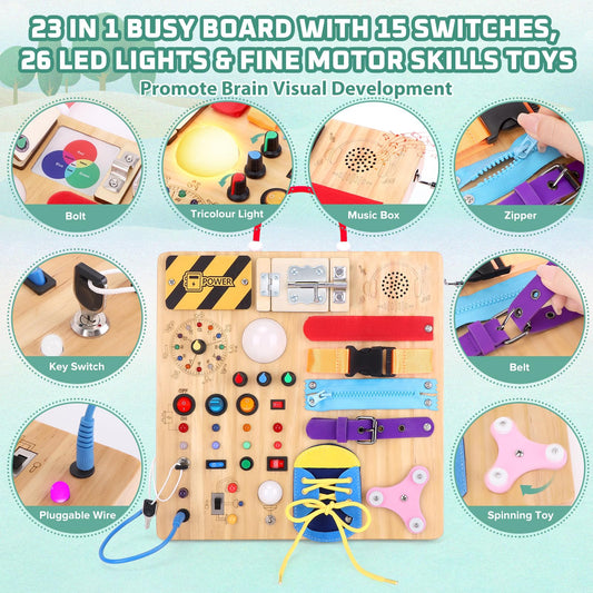 Hoarosall Busy Board LED lights spark visual exploration during play