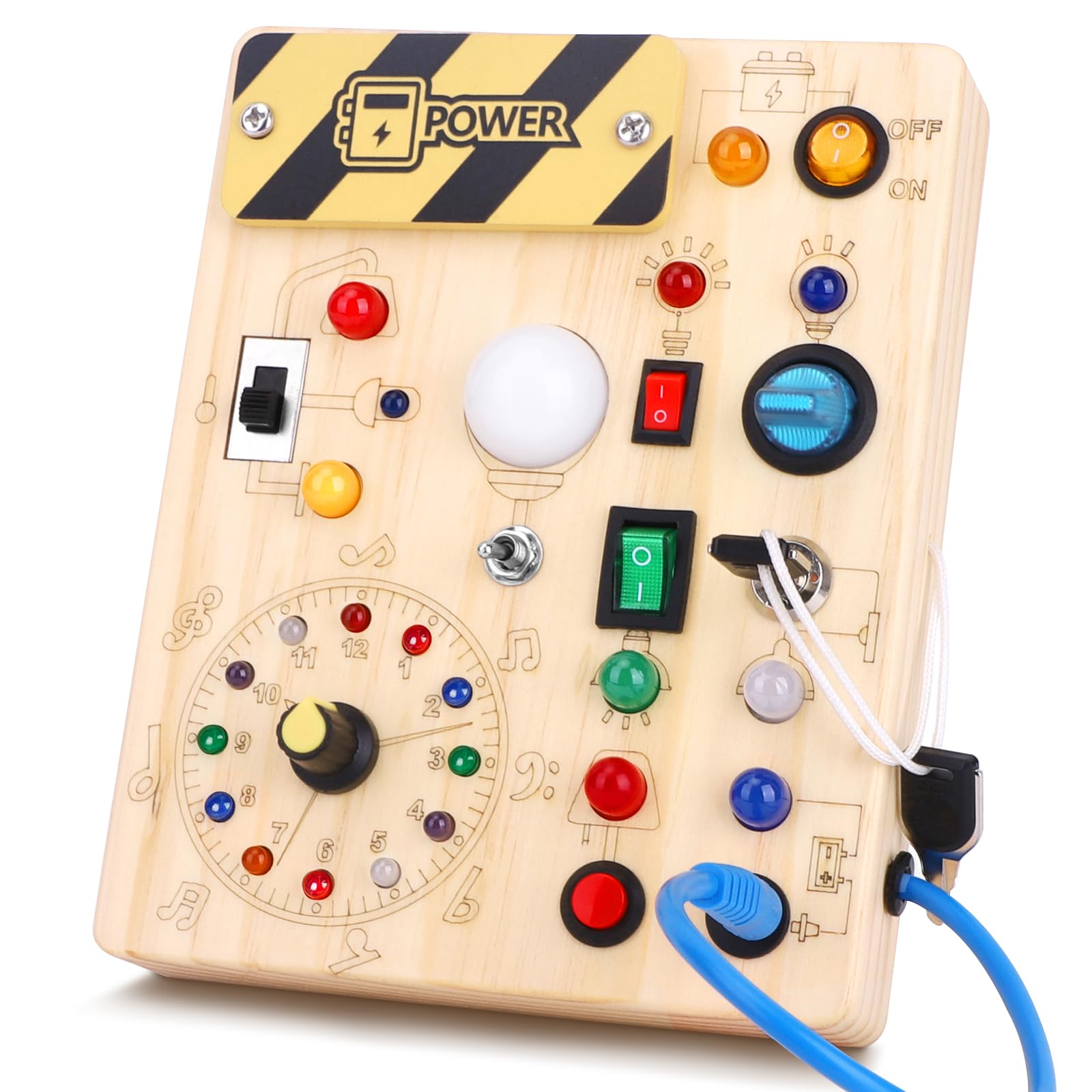 Hoarosall Busy Board with 11 LED switches for tactile exploration on the go.