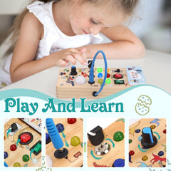 Hoarosall Dinosaur Busy Board travel-ready design helps parents entertain toddlers during trips.