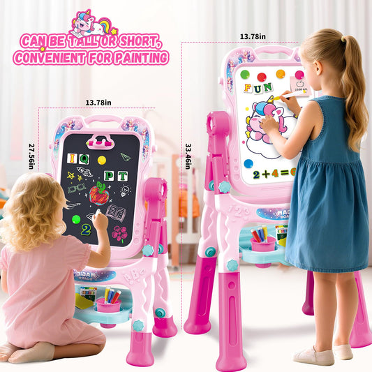 Hoarosall double-sided magnetic board pink offers whiteboard and chalkboard for varied learning
