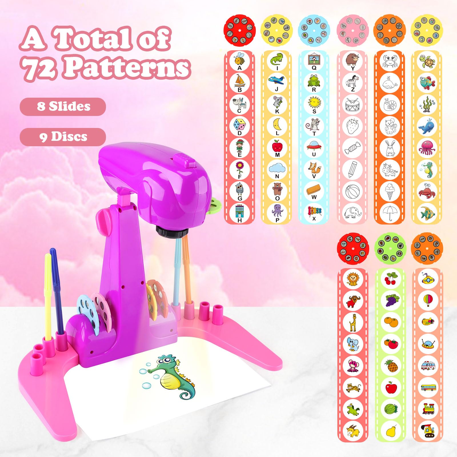 Hoarosall drawing projector with colored pencils for vibrant tracing.