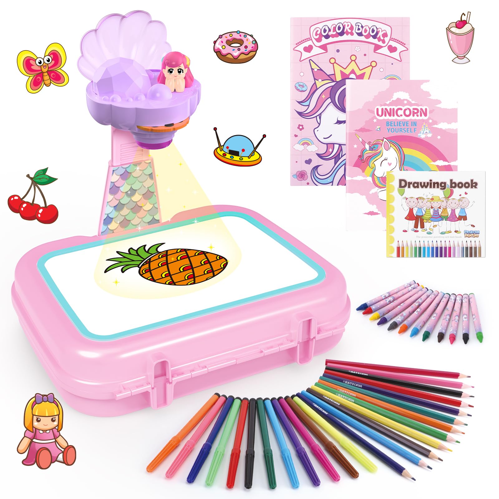 Hoarosall Mermaid Drawing Projector kit enables guided tracing for kids