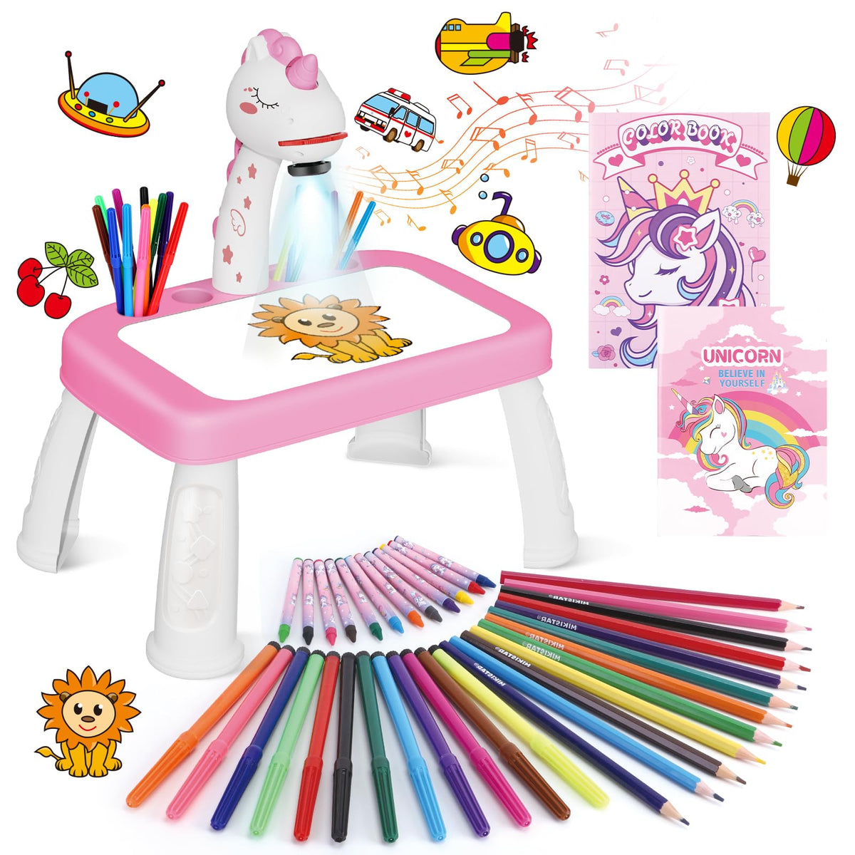 Hoarosall unicorn drawing-projector table for immersive art sessions.