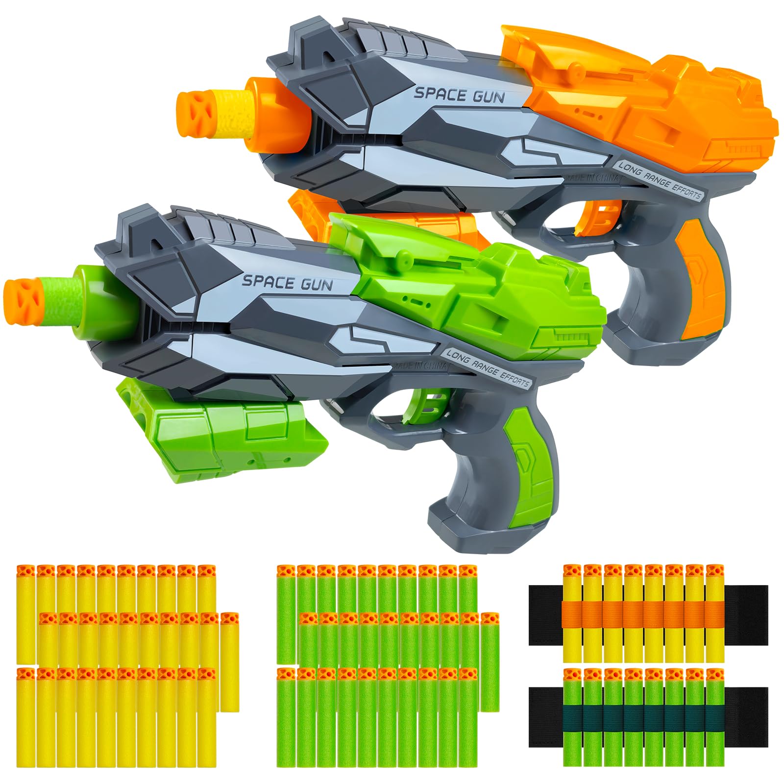 Hoavetoyz two-pack blaster guns with soft foam darts for safe outdoor fun.