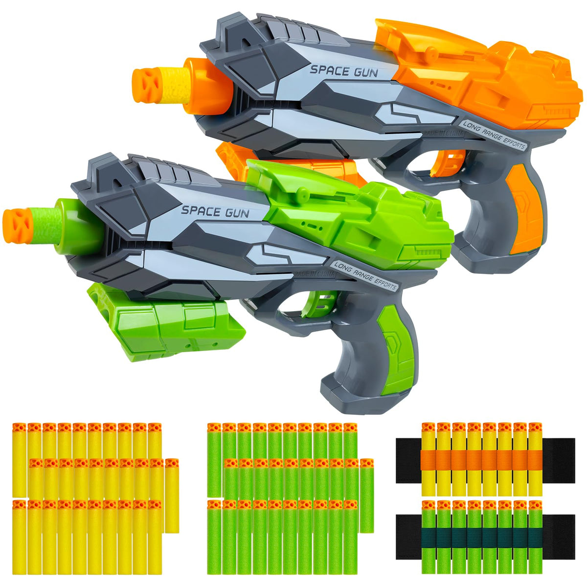 Hoavetoyz two-pack blaster guns with soft foam darts for safe outdoor fun.