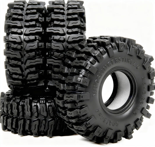 Hobbysoul 1.0 tires with 64x25mm tread pattern deliver strong grip on loose surfaces.