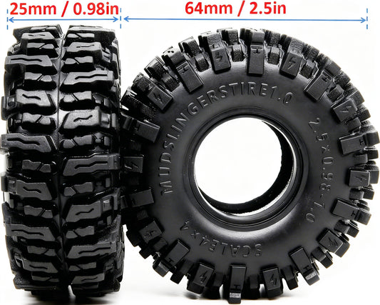 Hobbysoul 1.0 tire side view emphasizes durable sidewall and beadlock compatibility.