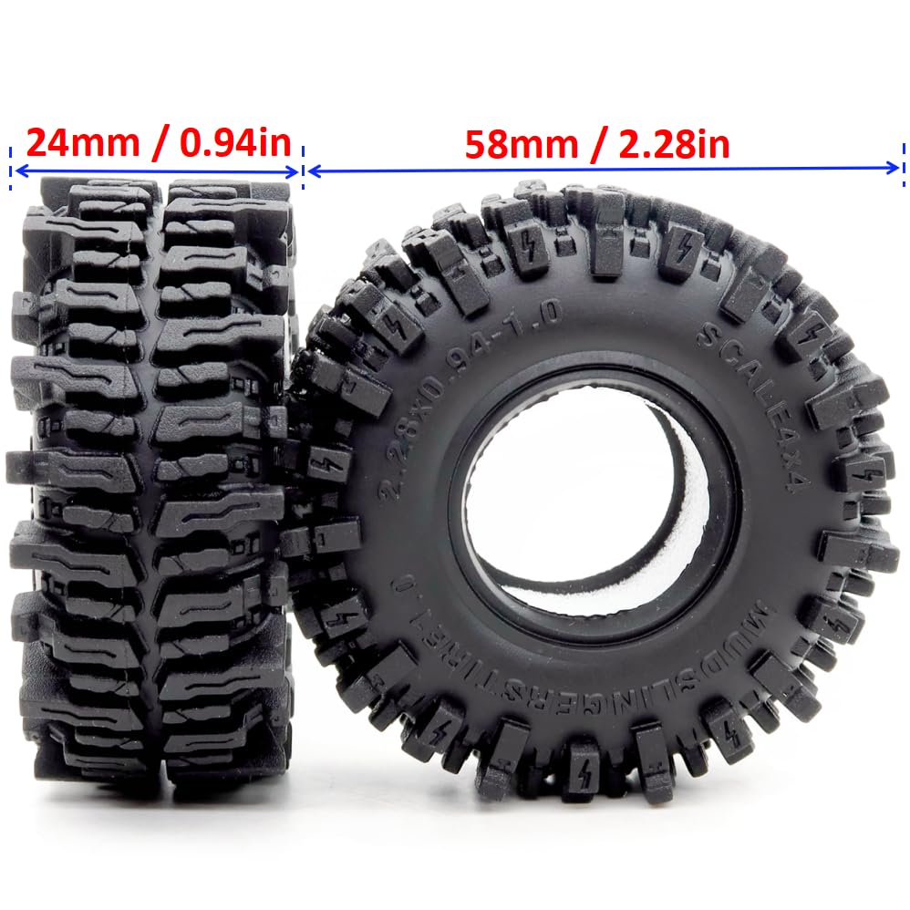 Hobbysoul mud sling tires feature a deep tread pattern for superior traction.