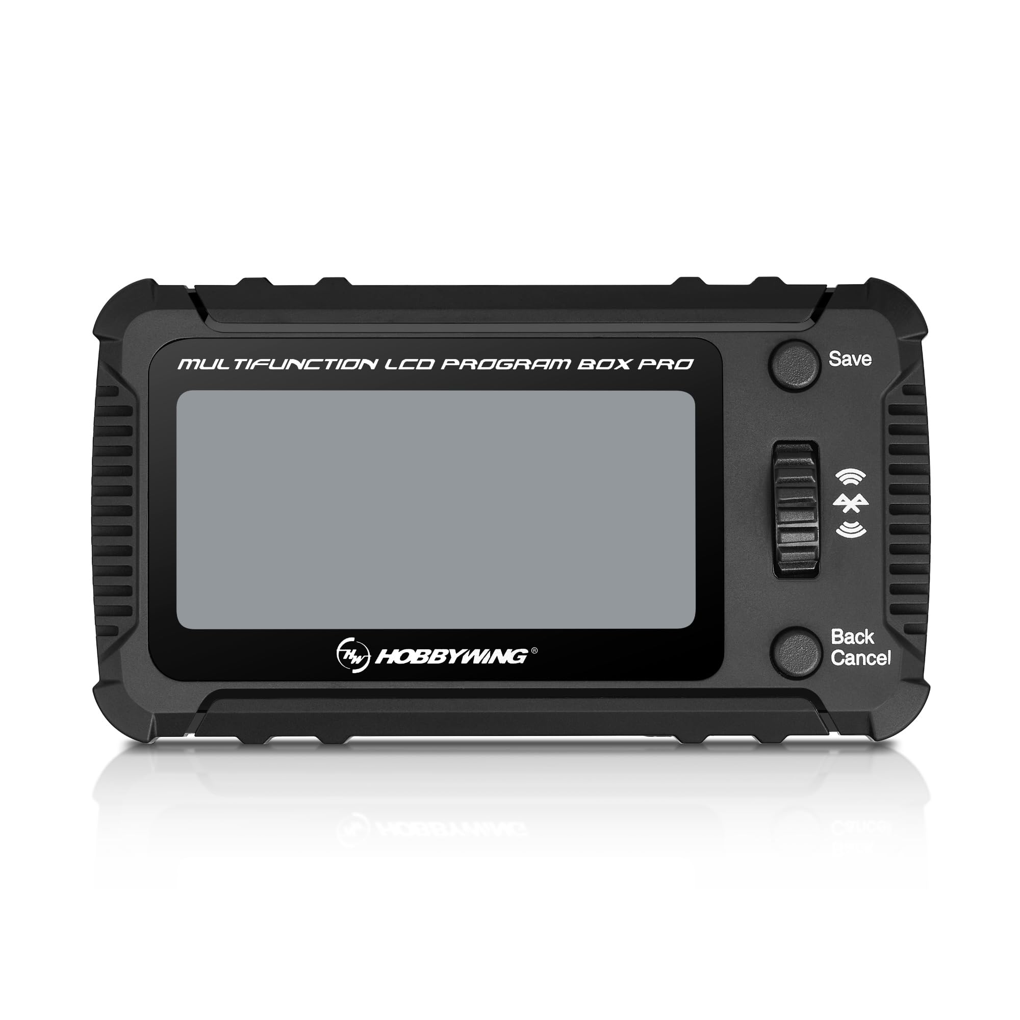 Hobbywing Multifunction LCD Program Box Pro front view with 2.8-inch display for ESC setup
