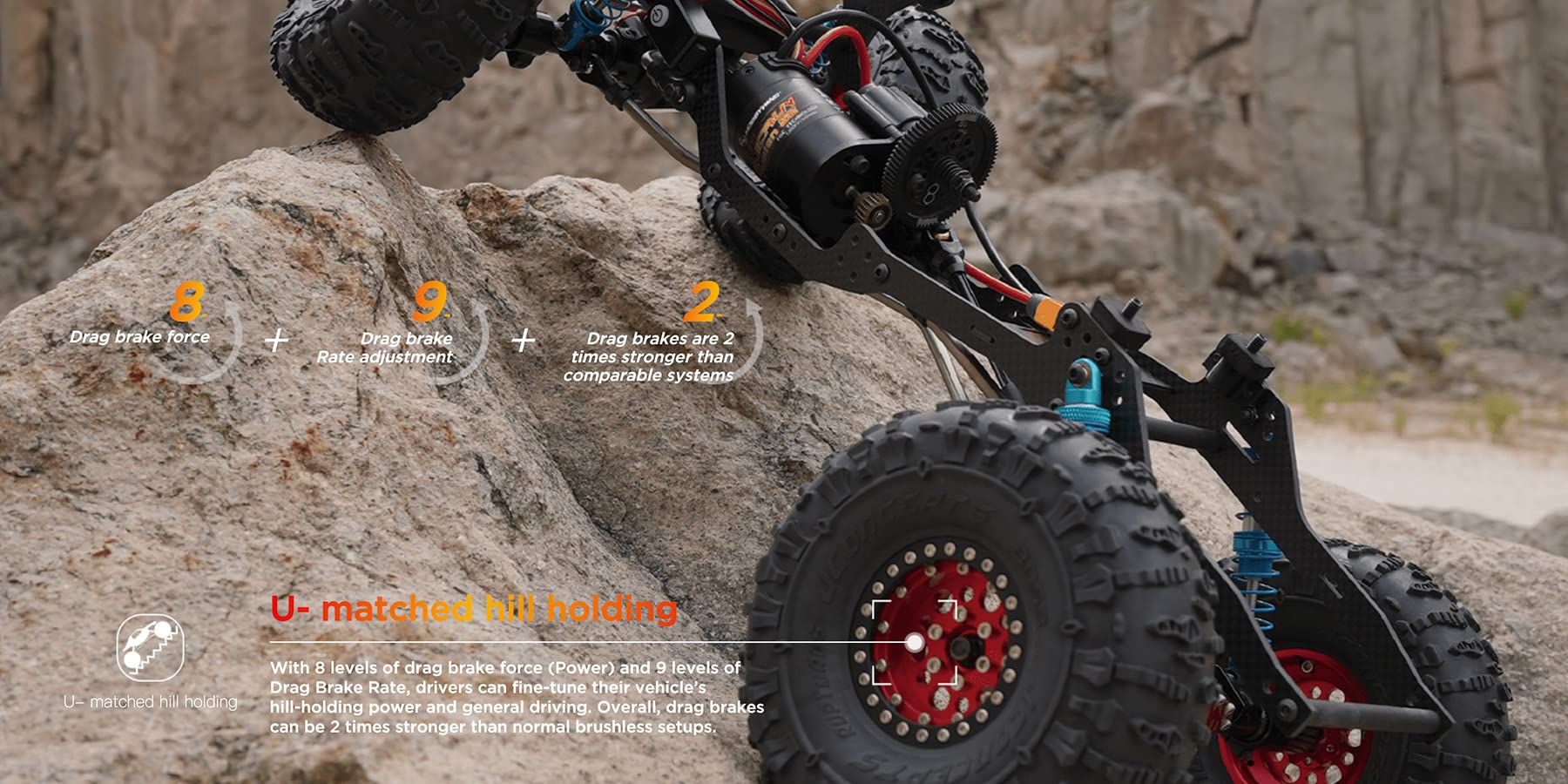 Hobbywing Quicrun Fusion SE 540 drag brake adjustment offers versatile parking control.
