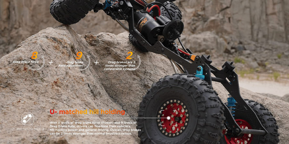 Hobbywing Quicrun Fusion SE 540 drag brake adjustment offers versatile parking control.