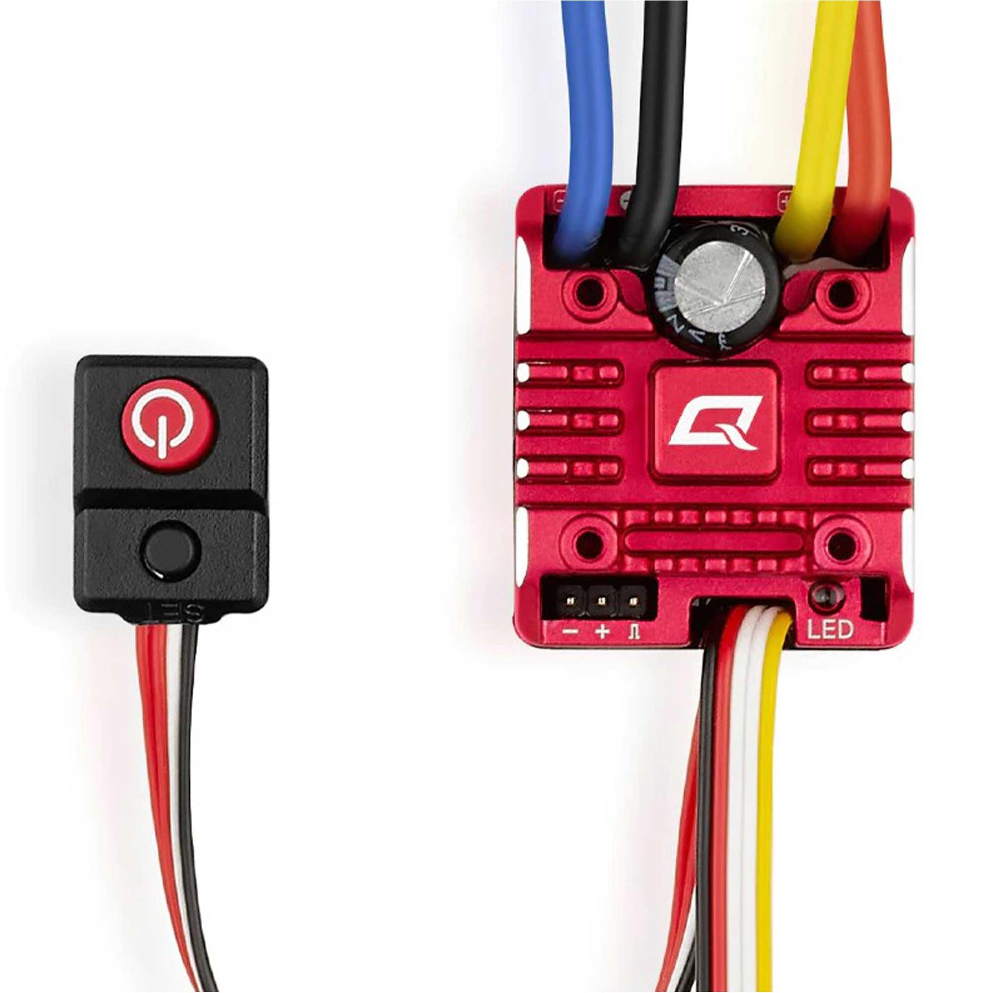 Hobbywing QUICRUN WP 1080 G2 ESC with fan-mount ready design for extra cooling.
