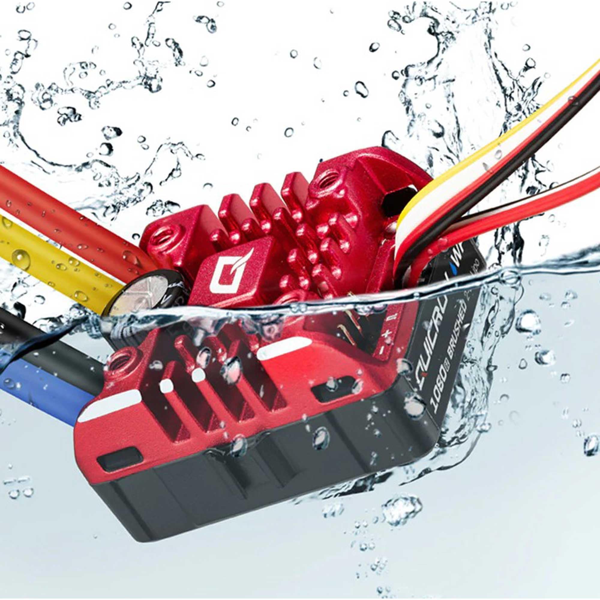 Hobbywing QUICRUN WP 1080 G2 ESC ports and BEC section for easy setup.
