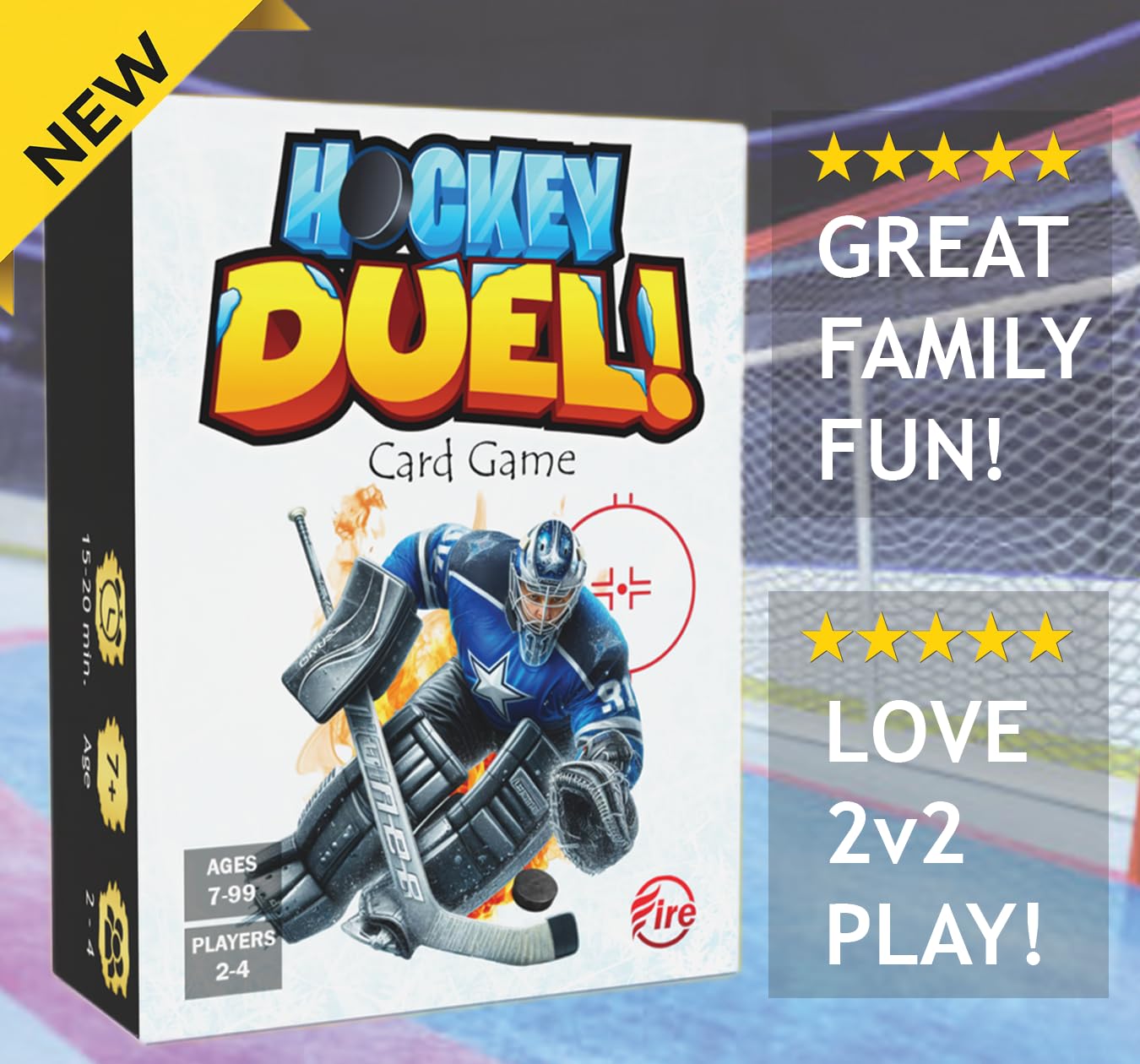 Hockey Duel! rink scene emphasizes game setup and puzzle-like challenges.