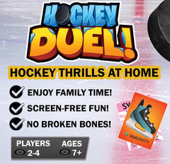 Hockey Duel! two players on table illustrate team play and collaboration.
