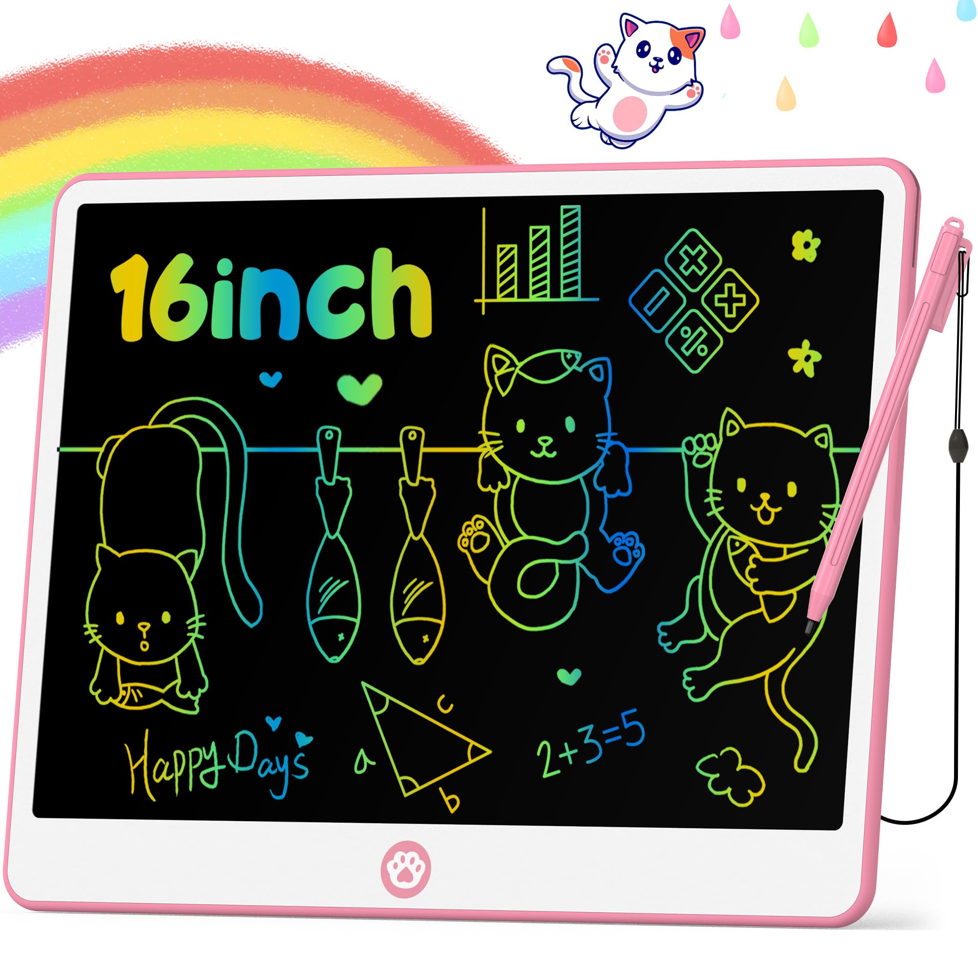 Hockvill 16-inch pink LCD doodle pad ideal for drawing anywhere.
