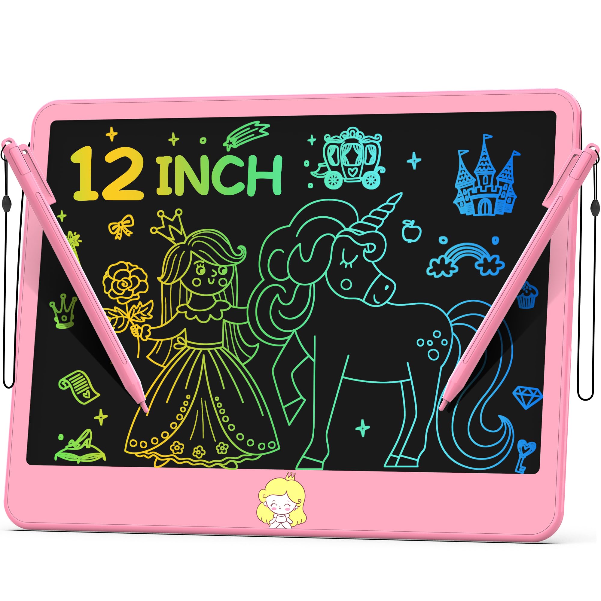 Hockvill LCD writing tablet 12-inch pink for creative, mess-free learning