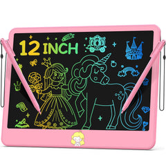 Hockvill LCD writing tablet 12-inch pink for creative, mess-free learning