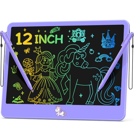 Hockvill 12-inch LCD writing tablet offers a colorful drawing area for kids' creativity.