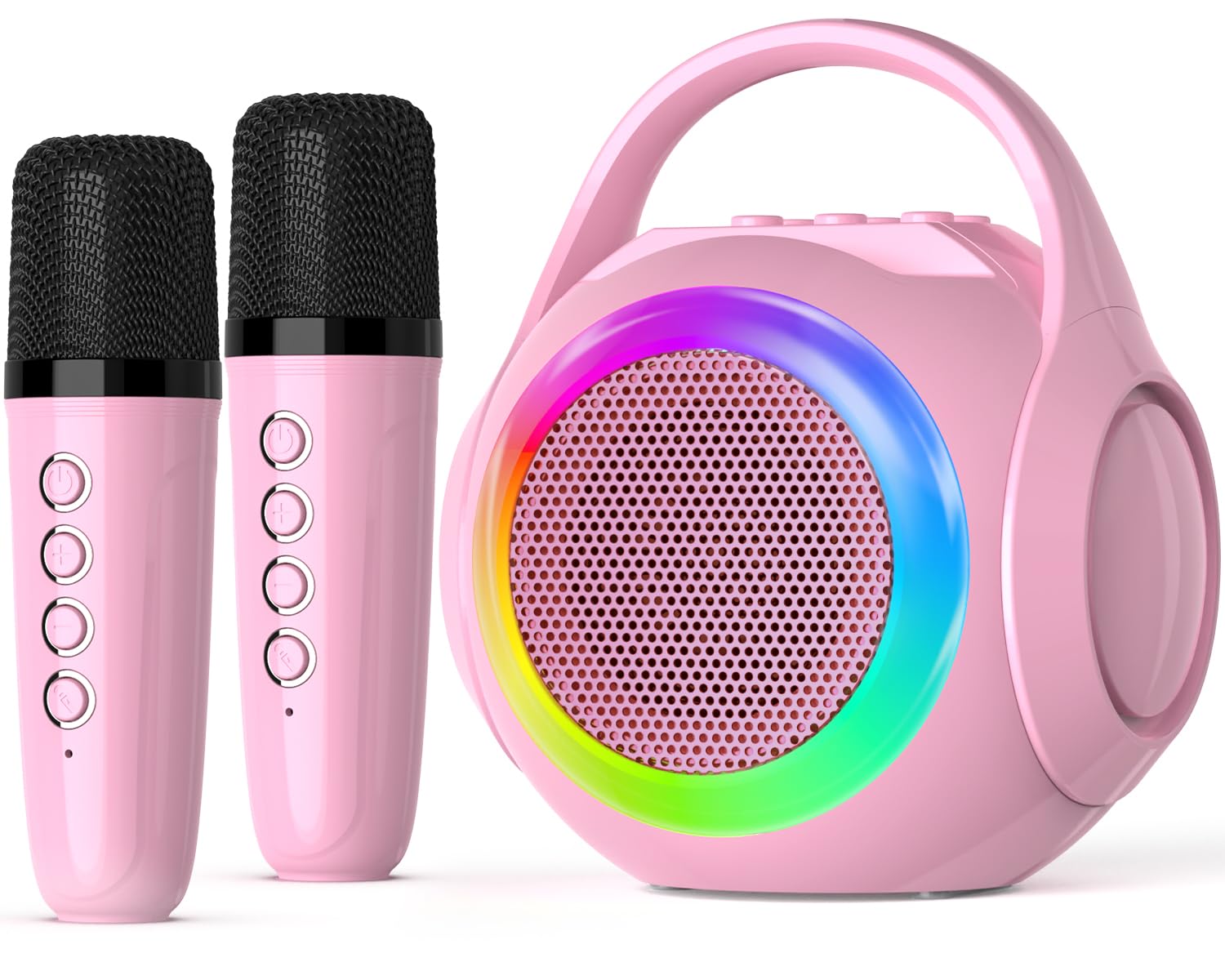 Hockvill Mini Karaoke with duet mics for kid duets.