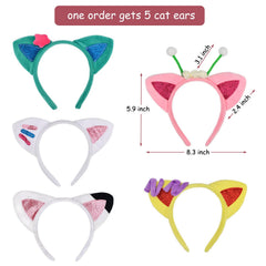 HODRME cat ears headband in soft flannel with glitter detail for festive looks.