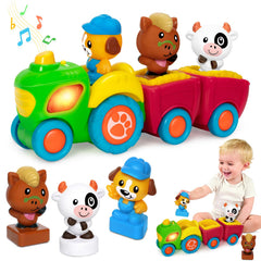 Hodurgyi animal farm tractor toy front view with engaging lights for toddlers